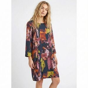 Thought UK Abstract Print Sheath Dress 12 Large Colorful Art To Wear Pockets